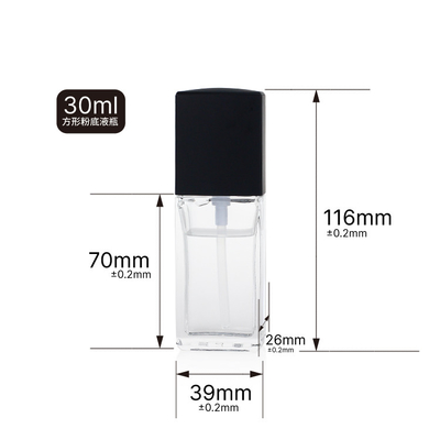 Botol Kaca Foundation Cair Kosong 30ml Berbentuk Persegi Dengan Pompa Atas Emas