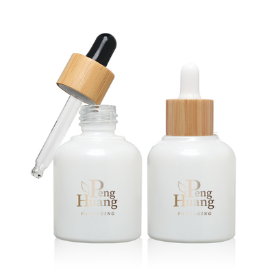 Botol Kaca Minyak Esensial Serum Kosmetik 30ml Penetes Bambu Kosong