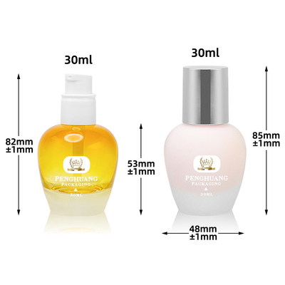 Warna kustom 30ml botol kaca foundation grosir lotion pompa perawatan kulit kemasan kaca botol kosmetik foundation