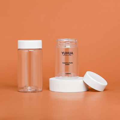 Bahan Pet Botol Plastik Silinder Dengan Tutup Putih Botol Plastik PET Kosong