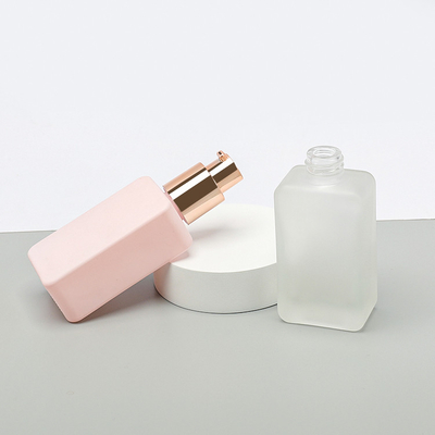 30ML Empty Foundation Glass Bottle Kemasan Kosmetik Buram Bening Persegi