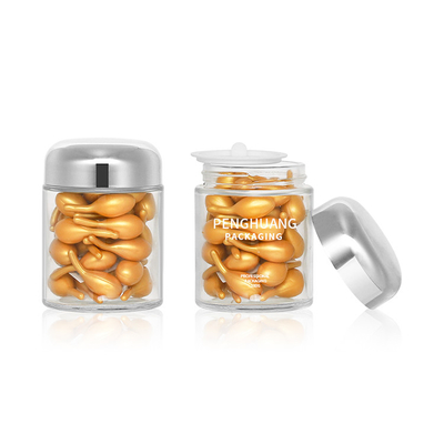 Wadah Kaca Kapsul 100g Bulat Dengan Rose Golden Cap Sliver Cap Glass Jar Packaing