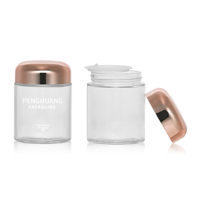 Wadah Kaca Kapsul 100g Bulat Dengan Rose Golden Cap Sliver Cap Glass Jar Packaing