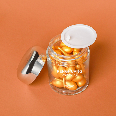 Wadah Kaca Kapsul 100g Bulat Dengan Rose Golden Cap Sliver Cap Glass Jar Packaing