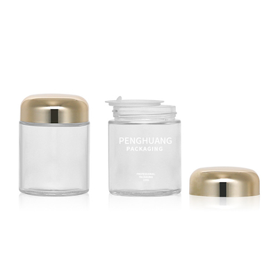 Wadah Kaca Kapsul 100g Bulat Dengan Rose Golden Cap Sliver Cap Glass Jar Packaing