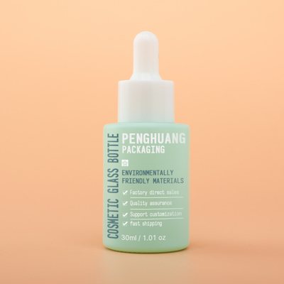 FDA Kaca Kemasan Kosmetik Set Pompa Penetes Semprot Lukisan Warna Hijau 20ml 50ml 100ml