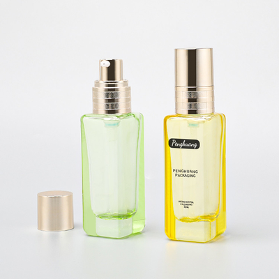 30ml Botol Pompa Lotion Kaca Kemasan Serum Kosmetik Perawatan Kulit Persegi