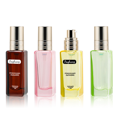 30ml Foundation Glass Bottle Colorful Golden Pump Lukisan Warna Logo Desain