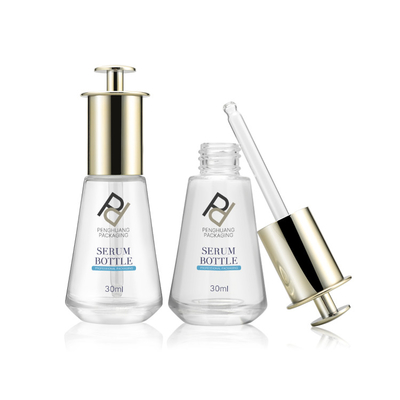 30ml Kaca Serum Tekan Botol Penetes Kerucut Flask Hot Stamping