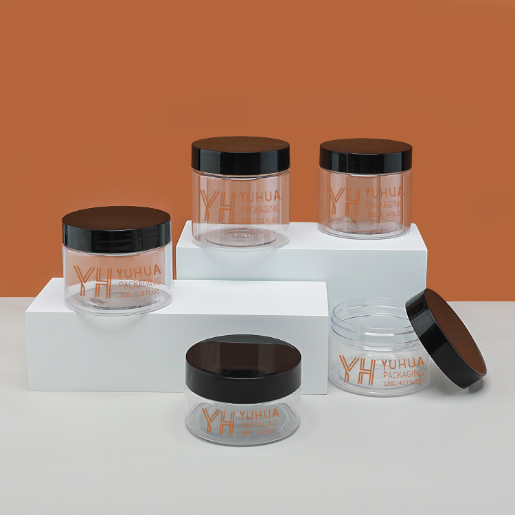 OEM ODM Layanan Kosong Plastik Transparan Kontainer Krim Wajah 180g body scrub toples dengan tutup