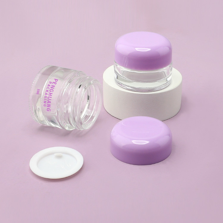 Set Botol Krim Kaca Mewah Rondi Transparan 5g 10g Botol Kaca Lip Balm Kosong