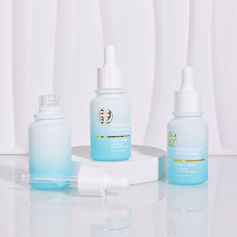 Custom Logo 30ml Botol Serum Kaca Botol Dropper Putih Matte untuk Minyak Rambut