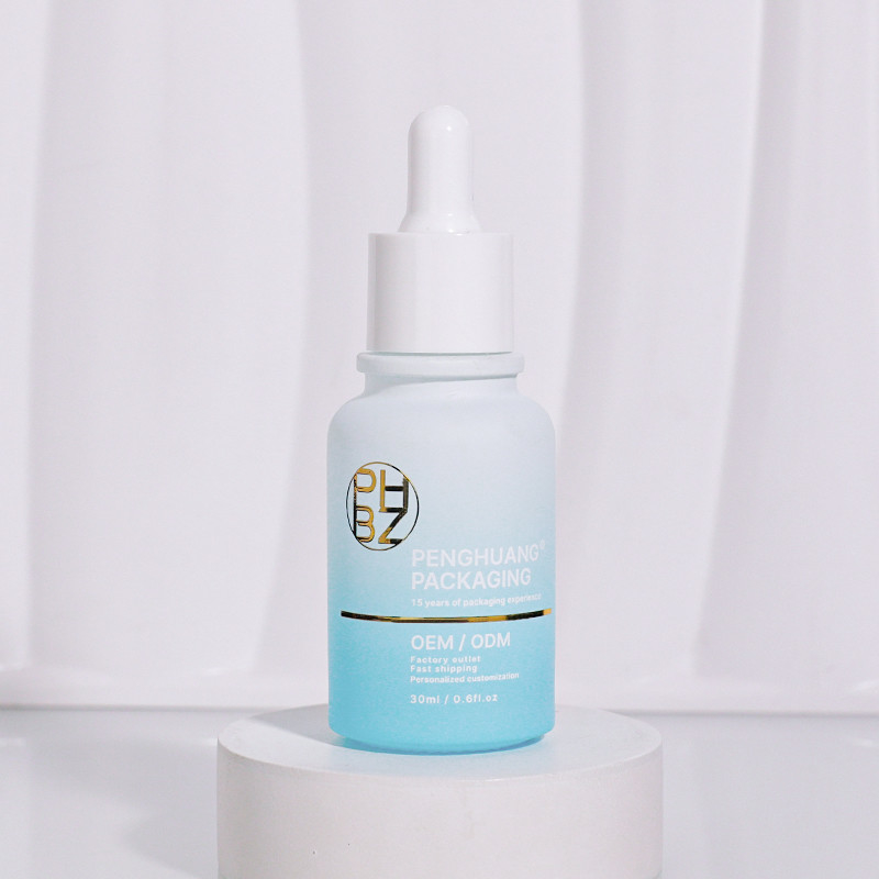 Disesuaikan 1oz 30ml Kaca Serum dropper botol dengan logo untuk perawatan wajah minyak