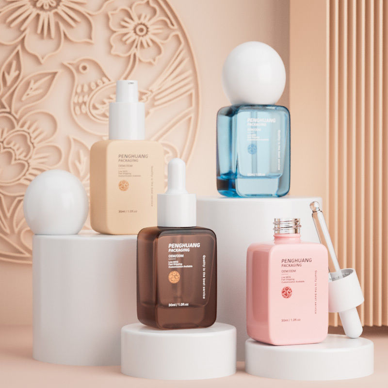 Botol Foundation Grosir Mewah 30ML Tutup Bola Bulat Dasar Tebal Botol Foundation Cair Kosong