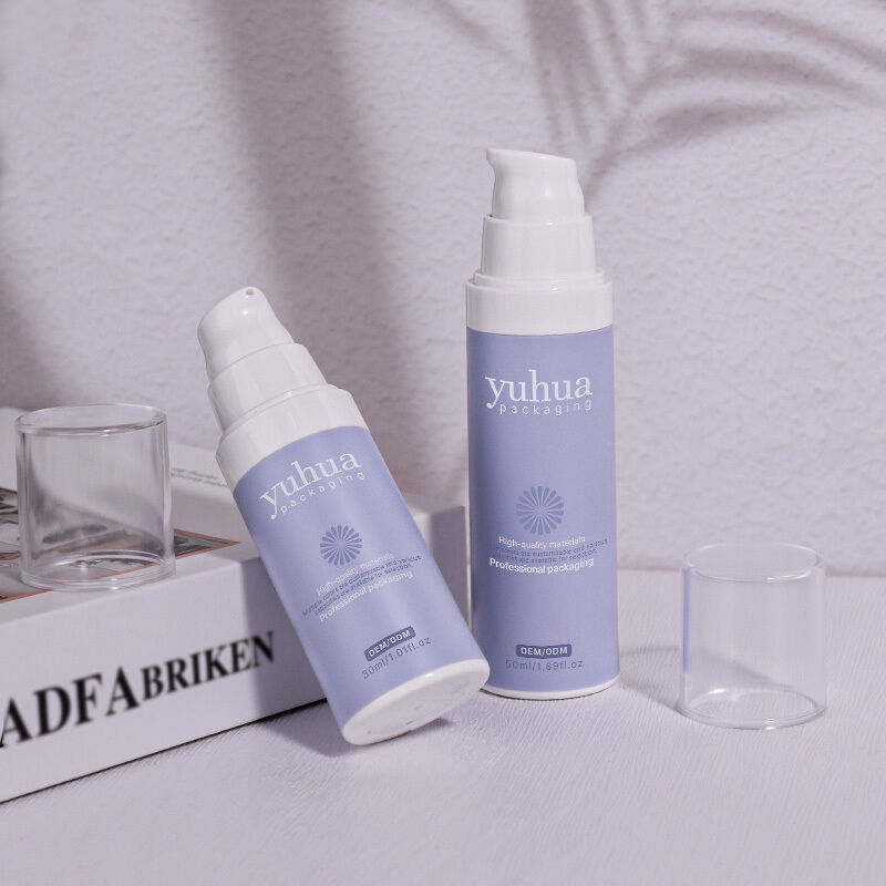 Botol Losion Plastik Daur Ulang dengan Pompa Tanpa Udara dan Tutup Ulir untuk Kemasan Serum Toner Kosmetik dan Pencetakan Logo Kustom