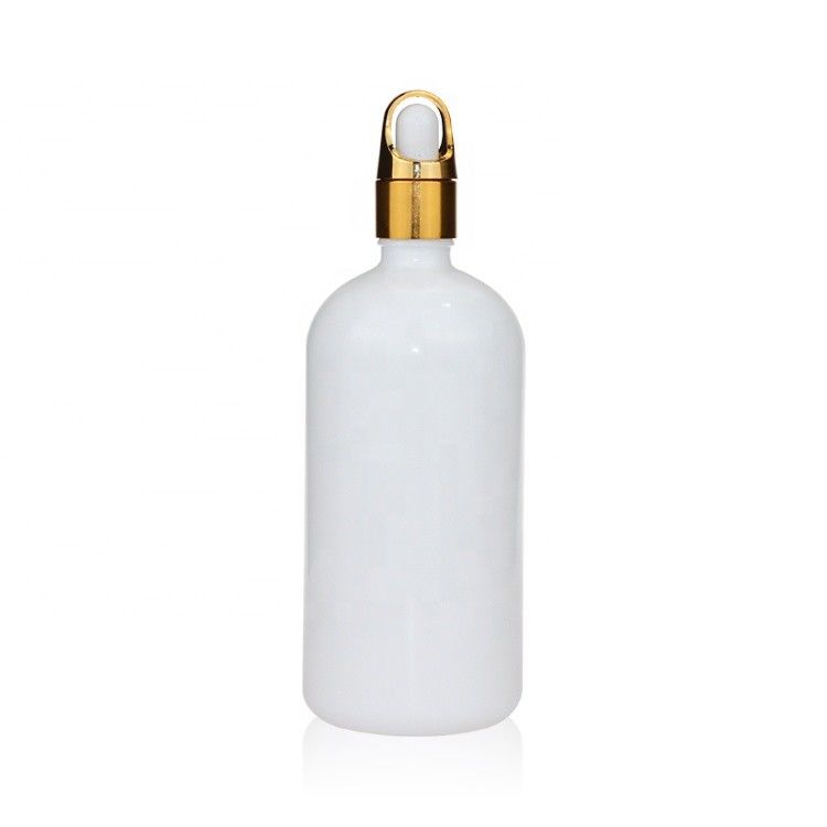 White Round 200ml Oil Dropper Glass Bottle With Glass Dropper Cap