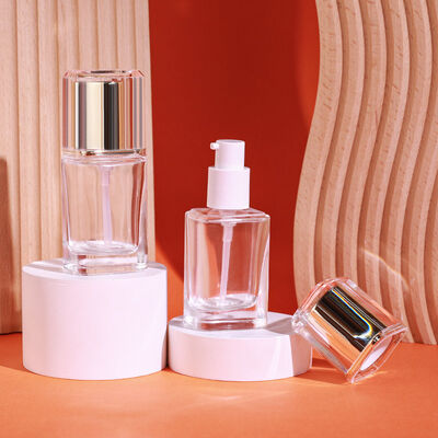 Botol Yayasan Cair set kemasan kosmetik kaca dengan kapasitas 30ml, pencetakan yang dapat disesuaikan, dan desain kedap udara yang tahan lama dan anti bocor