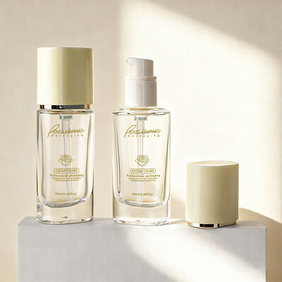 Botol Yayasan Cair set kemasan kosmetik kaca dengan kapasitas 30ml, pencetakan yang dapat disesuaikan, dan desain kedap udara yang tahan lama dan anti bocor