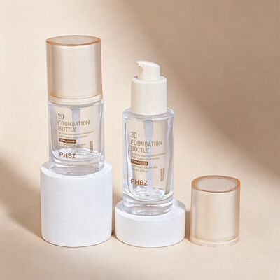 Liquid Foundation Botol kemasan kosmetik kaca yang dirancang untuk meningkatkan daya tarik rak dan kegunaan produk makeup cair