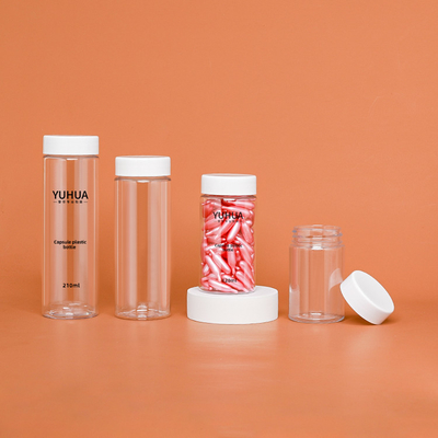 Bahan Pet Botol Plastik Silinder Dengan Tutup Putih Botol Plastik PET Kosong