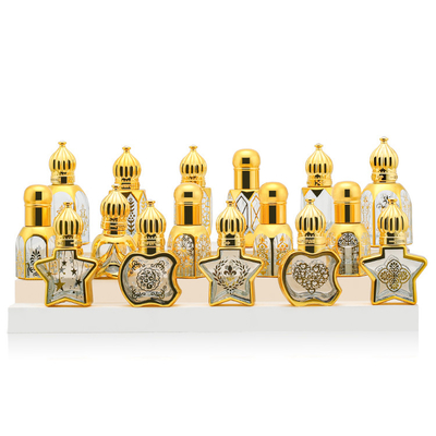 Kemasan Kecantikan Mini Glass Roll On Bottles 12ml Untuk Kemasan Parfum Golden Glittering